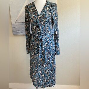 Vintage HukAPoo Blue Jersey Floral Wrap Dress